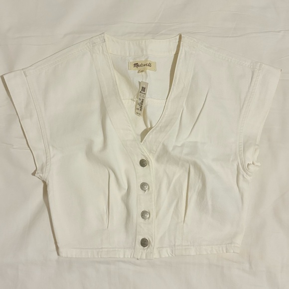 Madewell White Cropped Button-Down Shirt - Picture 4 of 6